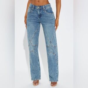 Fashion Nova Blue Star Design Flare Jeans